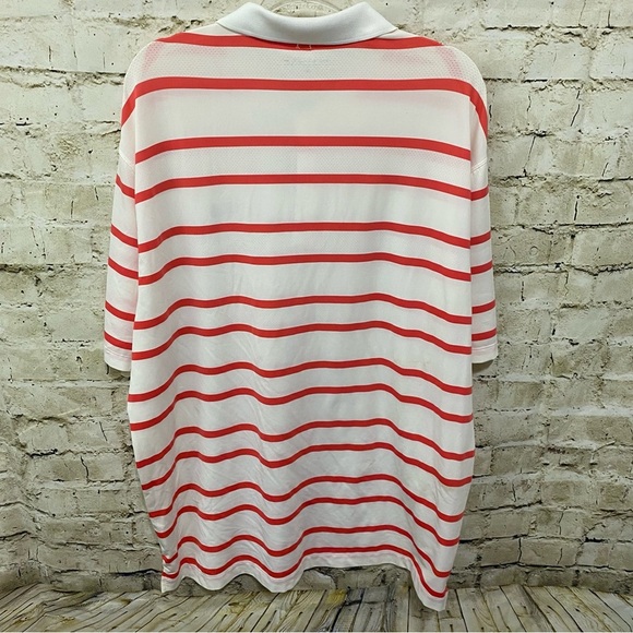Nike Golf Coral White Striped Embroidered Dri Fit Golf Polo Shirt - Picture 4 of 6